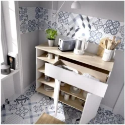 Mobile Cucina 120x40x102 Cm Anita Bianco Opaco E Rovere Naturale Con Due Ante Ed Un Cassetto Bianco E Naturale 7 Mobile Cucina 120x40x102 Cm Anita Bianco Opaco E Rovere Naturale Con Due Ante Ed Un Cassetto Bianco E Naturale -Wenko Negozio 54636860 3