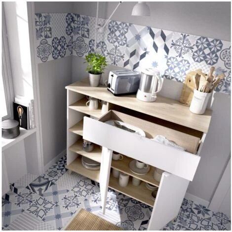 Mobile Cucina 120x40x102 Cm Anita Bianco Opaco E Rovere Naturale Con Due Ante Ed Un Cassetto Bianco E Naturale 3 Mobile Cucina 120x40x102 Cm Anita Bianco Opaco E Rovere Naturale Con Due Ante Ed Un Cassetto Bianco E Naturale - immagine 3