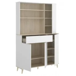 Mobile Cucina 120x40x189 Cm Anita Bianco Opaco E Rovere Naturale Con Quattro Ante Ed Un Cassetto Bianco E Naturale -Wenko Negozio 54673523 4
