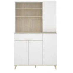 Mobile Cucina 120x40x189 Cm Anita Bianco Opaco E Rovere Naturale Con Quattro Ante Ed Un Cassetto Bianco E Naturale -Wenko Negozio 54673523 5