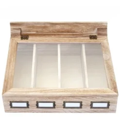 Nova Contenitore Per Tisane Con 4 Scomparti Interni E Con Coperchio Vari Colori Colore : Legno Chiaro -Wenko Negozio 56068489 4