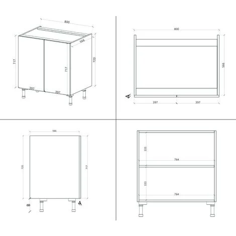 Base Cucina 80x60xH84 Cm In Legno Bianco Alaska Con Due Ante Bianco 2 Base Cucina 80x60xH84 Cm In Legno Bianco Alaska Con Due Ante Bianco - immagine 2