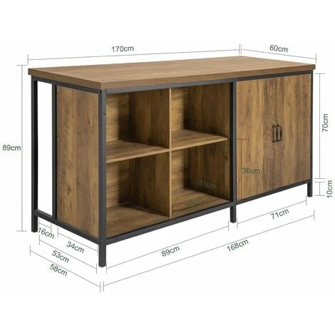 SoBuy Isola Cucina Mobile Da Cucina Autoportante Credenza Tavolo Da Bar Design Industriale 170x60x89cm KNL01-F 2 SoBuy Isola Cucina Mobile Da Cucina Autoportante Credenza Tavolo Da Bar Design Industriale 170x60x89cm KNL01-F - immagine 2
