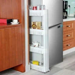 Carrello Carrellino Slim Salvaspazio Cucina Bagno Ripostiglio 4 Ripiani E 4Ruote -Wenko Negozio 5750155 5