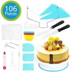 Randaco 106 Pezzi Kit Di Strumenti Per Decorare Torte Spatola Per Giradischi Da Forno Decorazione Di Torte Fai-da-te Glassa Per Torte