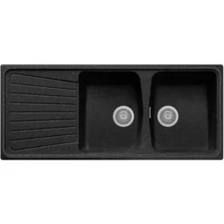 Lavello Composito Cucina Plados SP1162 Due Vasche Con Scolapiatti - UG95 Nero Ebony