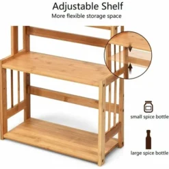 Giantex Portaspezie A 3 Ripiani, Scaffale Per Condimenti, Portaoggetti Per Cucina, Mensola Per Spezie, Strato Inferiore Regolabile In Altezza, In Bambù, Naturale -Wenko Negozio 58840426 3