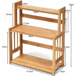 Giantex Portaspezie A 3 Ripiani, Scaffale Per Condimenti, Portaoggetti Per Cucina, Mensola Per Spezie, Strato Inferiore Regolabile In Altezza, In Bambù, Naturale -Wenko Negozio 58840426 5