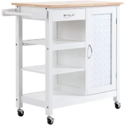 HOMCOM Carrello Da Cucina Con 1 Cassetto, 1 Armadietto E 1 Ripiano A 3 Livelli, 92x40x84cm, Bianco