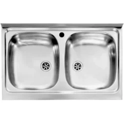 Lavello Cucina Da Appoggio - 2 Vasche - 50x80 Cm