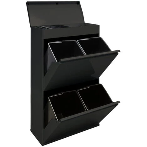 ARREGUI Top CR626-B Pattumiera Per Raccolta Differenziata Con Ripiano Superiore Multiuso, 4 Secchi, Mobile D'acciaio Per Differenziata, 4 X 17L - 68L, Nero 1 ARREGUI Top CR626-B Pattumiera Per Raccolta Differenziata Con Ripiano Superiore Multiuso, 4 Secchi, Mobile D'acciaio Per Differenziata, 4 X 17L - 68L, Nero