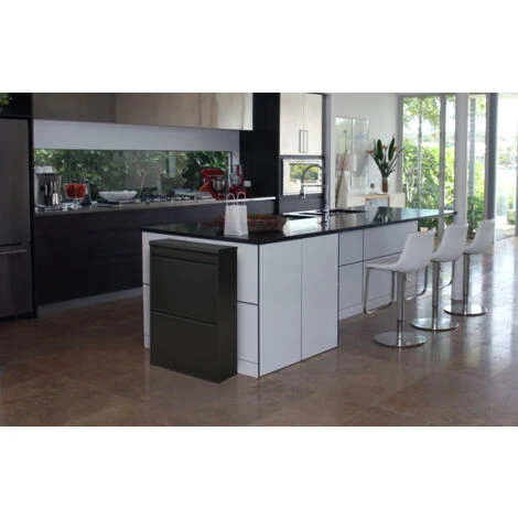 ARREGUI Top CR626-B Pattumiera Per Raccolta Differenziata Con Ripiano Superiore Multiuso, 4 Secchi, Mobile D'acciaio Per Differenziata, 4 X 17L - 68L, Nero 3 ARREGUI Top CR626-B Pattumiera Per Raccolta Differenziata Con Ripiano Superiore Multiuso, 4 Secchi, Mobile D'acciaio Per Differenziata, 4 X 17L - 68L, Nero - immagine 3