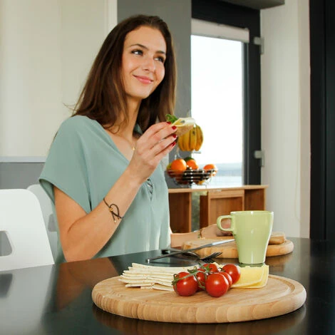 6x Taglieri Da Cucina, Rotondi, In Bambù, Ø 30 Cm, Tovagliette, Vassoi Colazione In Legno, Look Naturale, Marrone Chiaro 2 6x Taglieri Da Cucina, Rotondi, In Bambù, Ø 30 Cm, Tovagliette, Vassoi Colazione In Legno, Look Naturale, Marrone Chiaro - immagine 2