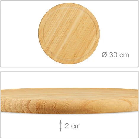 6x Taglieri Da Cucina, Rotondi, In Bambù, Ø 30 Cm, Tovagliette, Vassoi Colazione In Legno, Look Naturale, Marrone Chiaro 4 6x Taglieri Da Cucina, Rotondi, In Bambù, Ø 30 Cm, Tovagliette, Vassoi Colazione In Legno, Look Naturale, Marrone Chiaro - immagine 4