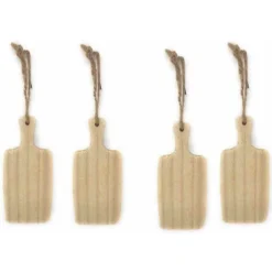 Set 4 Appendini Da Parete A Forma Di Tagliere Mini Pallet Appendino Arredamento Rustico Shabby Chic 20x9,5 Cm 3652