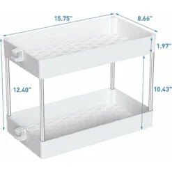 Organizer Sotto Lavello, Organizer Per Riporre Sotto Lavello A 2 Livelli, Portaoggetti Da Bagno, Cestini Estraibili Per La Raccolta Del Bagno Con Ganci, Ripiano Multiuso Per La Cucina Del Bagno, Bianc -Wenko Negozio 61179786 3