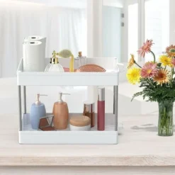 Organizer Sotto Lavello, Organizer Per Riporre Sotto Lavello A 2 Livelli, Portaoggetti Da Bagno, Cestini Estraibili Per La Raccolta Del Bagno Con Ganci, Ripiano Multiuso Per La Cucina Del Bagno, Bianc -Wenko Negozio 61179786 4