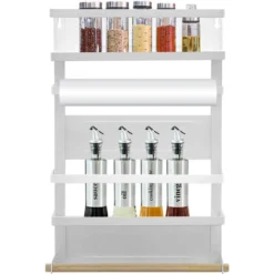 Scaffale Per Il Frigorifero Scaffale Per Spezie Da Appendere Al Frigorifero Con Ripiano A 5 Ripiani Per Organizer Da Cucina, 30x12x46cm Bianco