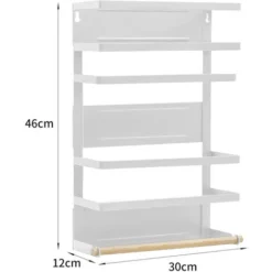 Scaffale Per Il Frigorifero Scaffale Per Spezie Da Appendere Al Frigorifero Con Ripiano A 5 Ripiani Per Organizer Da Cucina, 30x12x46cm Bianco -Wenko Negozio 63865170 5