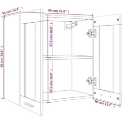 Pensile In Vetro Rovere Marrone 60x31x60 Cm Legno Multistrato VidaXL 7 Pensile In Vetro Rovere Marrone 60x31x60 Cm Legno Multistrato VidaXL -Wenko Negozio 64156411 3