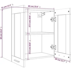 Pensile In Vetro Grigio Sonoma 60x31x60 Cm Legno Multistrato VidaXL -Wenko Negozio 64162639 3