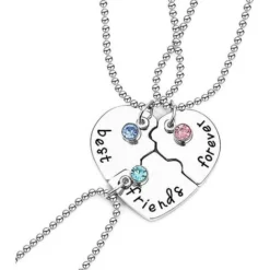 3pcs Best Friend Gift Love Heart Collana Set Best Friend Love Heart Women Ciondolo In Lega