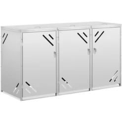 Bidone Immondizia Contenitore Per Bidone Della Spazzatura 3 X 240 L Acciaio Inox