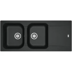 Franke Lavello In Tectonite KID 621-116 3 1/2 WWK Gocciolatoio Reversibile 2 Vasche Nero 143.0653.590