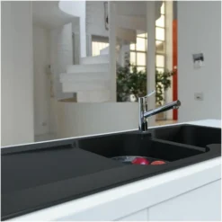 Franke Lavello In Tectonite KID 621-116 3 1/2 WWK Gocciolatoio Reversibile 2 Vasche Nero 143.0653.590 -Wenko Negozio 66163652 3