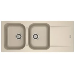 Franke Lavello In Tectonite KID 621-116 3 1/2 WWK Gocciolatoio Reversibile 2 Vasche Beige 143.0653.611