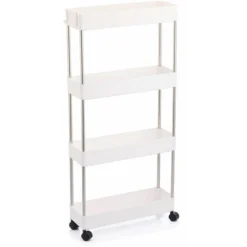 Carrello Carrellino Slim Salvaspazio Cucina Bagno Ripostiglio 4 Ripiani 4 Ruote -Wenko Negozio 66360921 3