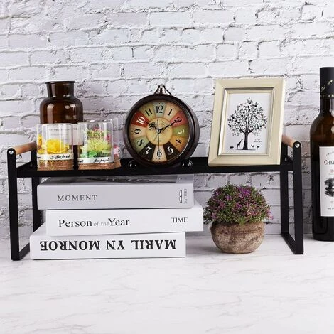 Scaffale Da Cucina Da Appoggio, Scaffale Multifunzione Impilabile, Scaffale Per Armadietto, Dispensa, Scaffale Per Spezie In Metallo Per Stoviglie (Nero) 3 Scaffale Da Cucina Da Appoggio, Scaffale Multifunzione Impilabile, Scaffale Per Armadietto, Dispensa, Scaffale Per Spezie In Metallo Per Stoviglie (Nero) - immagine 3