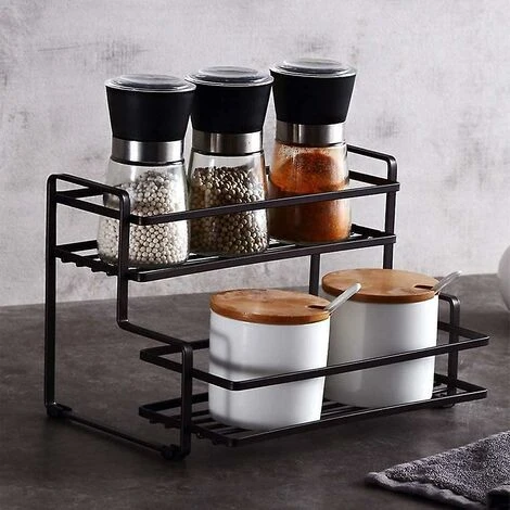 Pratico Portaspezie, Portaspezie Da Cucina, Organizer Per Il Bagno, Portaspezie A 2 Livelli, Ideale Per La Conservazione Della Casa 3 Pratico Portaspezie, Portaspezie Da Cucina, Organizer Per Il Bagno, Portaspezie A 2 Livelli, Ideale Per La Conservazione Della Casa - immagine 3