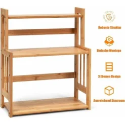 RELAX4LIFE Portaspezie Da Tavolo Con 3 Ripiani In Bambù, Scaffale Salvaspazio Per Spezie Da Cucina, Organizer E Contenitore Con Grande Capacità E Altezza Regolabile, 41 X 18 X 50 Cm, Legno Naturale -Wenko Negozio 67415223 4