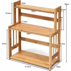 RELAX4LIFE Portaspezie Da Tavolo Con 3 Ripiani In Bambù, Scaffale Salvaspazio Per Spezie Da Cucina, Organizer E Contenitore Con Grande Capacità E Altezza Regolabile, 41 X 18 X 50 Cm, Legno Naturale -Wenko Negozio 67415223 5