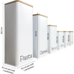Contenitori Latta Bianchi Cucina Contenitore Certificato Alimenti Barattoli Coperchio In Bamboo Organizer Caffè,Sale,Zucchero Tris Caffe/Zucchero/Sale -Wenko Negozio 67460755 5