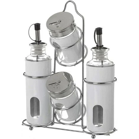 Set Oliera 4 Pezzi Olio Aceto Sale Pepe In Acciaio Stand In Metallo Portaspezie 1 Set Oliera 4 Pezzi Olio Aceto Sale Pepe In Acciaio Stand In Metallo Portaspezie