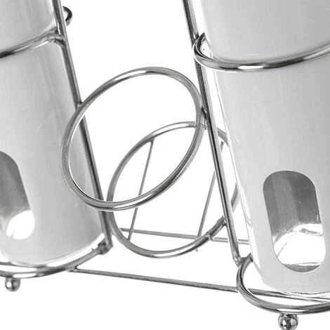 Set Oliera 4 Pezzi Olio Aceto Sale Pepe In Acciaio Stand In Metallo Portaspezie 4 Set Oliera 4 Pezzi Olio Aceto Sale Pepe In Acciaio Stand In Metallo Portaspezie - immagine 4