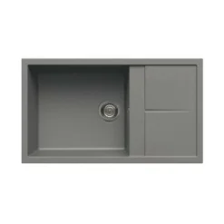 ELLECI Unico 410 LGU41048 Lavello 86X50 Cm 1 Vasca Rettangolare Con Gocciolatoio Granitek Grigio