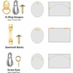 Gancio Per Cornice, 250 Pezzi Kit Per Appendere Quadri, Con Viti, Chiodi, Anello A D E Occhiello Per Vite, Ganci A Dente Di Sega, Cavo D'acciaio, Ganci Per Cornici 7 Gancio Per Cornice, 250 Pezzi Kit Per Appendere Quadri, Con Viti, Chiodi, Anello A D E Occhiello Per Vite, Ganci A Dente Di Sega, Cavo D'acciaio, Ganci Per Cornici -Wenko Negozio 69714653 3
