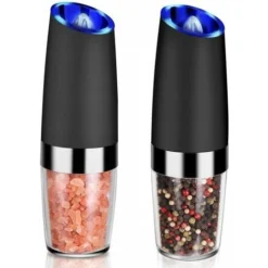 Macinapepe Elettrico Macinapepe Per Spezie Macinapepe In Acciaio Inossidabile Macinapepe In Ceramica 2 Pezzi Con LED (nero)