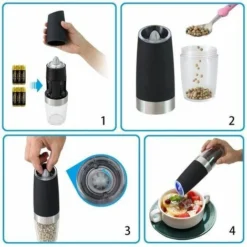 Macinapepe Elettrico Macinapepe Per Spezie Macinapepe In Acciaio Inossidabile Macinapepe In Ceramica 2 Pezzi Con LED (nero) -Wenko Negozio 69716430 3