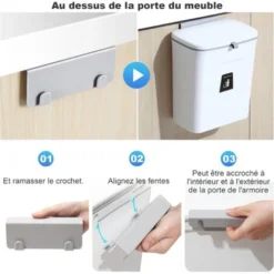 MINKUROW Pattumiera Sospesa Da Cucina 7l, Porta Dell'armadio Da Cucina Montata A Parete Pattumiera Pieghevole Con Raschietto Per Ante Dell'armadio Camera Da Letto Ufficio Bagno Casa Dormitorio-Bianco -Wenko Negozio 69784469 4