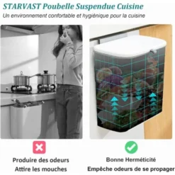 MINKUROW Pattumiera Sospesa Da Cucina 7l, Porta Dell'armadio Da Cucina Montata A Parete Pattumiera Pieghevole Con Raschietto Per Ante Dell'armadio Camera Da Letto Ufficio Bagno Casa Dormitorio-Bianco -Wenko Negozio 69784469 5