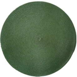 MINKUROW Set Di 4 Tappetini Da Tavolo Rotondi Intrecciati In PP Lavabili E Resistenti Al Calore 38 Cm (Verde Scuro)