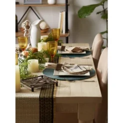 MINKUROW Set Di 4 Tappetini Da Tavolo Rotondi Intrecciati In PP Lavabili E Resistenti Al Calore 38 Cm (Verde Scuro) -Wenko Negozio 69788126 4