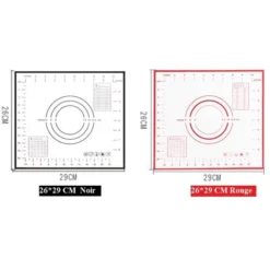 MINKUROW Tappetino Da Forno Antiaderente In Silicone Con Misure 2 Pezzi Per 29 X 26 Cm (Rosso + Nero)