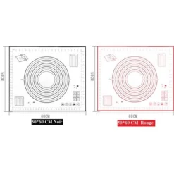MINKUROW Tappetino Da Forno Antiaderente In Silicone Con Misure 2 Pezzi Per 60 X 50 Cm (Rosso + Nero)