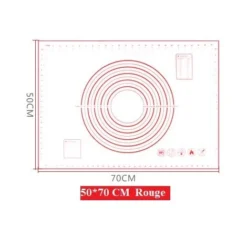 MINKUROW Tappetino Da Forno Antiaderente In Silicone Con Misure 1 Pz Per 70 X 50 Cm (Rosso)