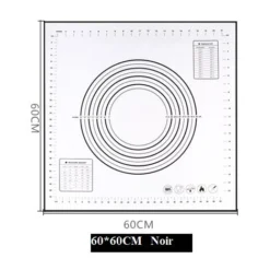 MINKUROW Tappetino Da Forno In Silicone Antiaderente Tappetino Per Impasto Con Misure 1 Pz Per 60 X 60 Cm (Nero)